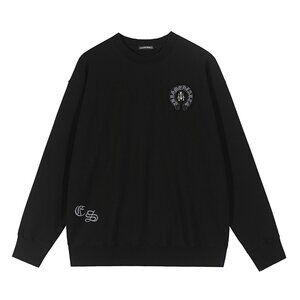 Crown Metal Label Cross Round Neck Sweatshirt